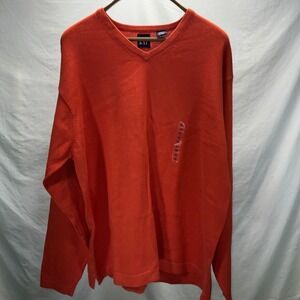 Gap V-Neck‎ Sweater Cotton Knit Pullover Casual Everyday Orange XL NWOT